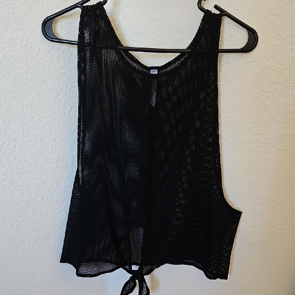 Free People Black Mesh Sleeveless Top